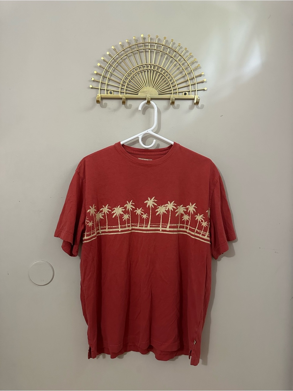 Men's Red Palm-Print Short Sleeve Tee